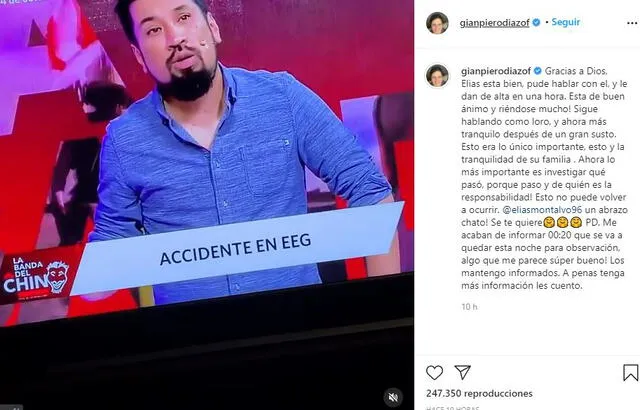 Gian Piero Díaz indignado por accidente de Elías Montalvo en EEG