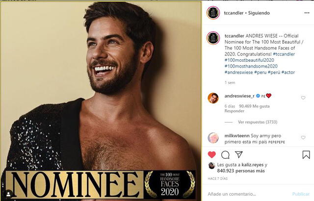 Andrés Wiese nominado a The Most Beautiful & Handsome Faces of 2020.