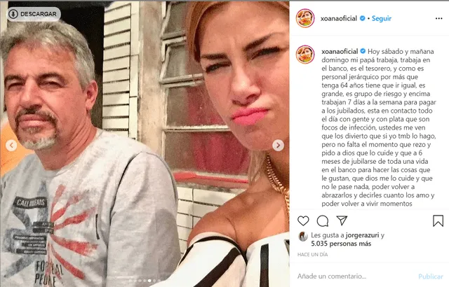Xoana González se muestra preocupada por su padre. Foto: Instagram.