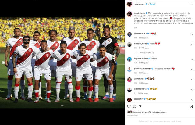 Mensaje de Renato Tapia. Foto: Instagram