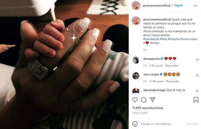 Jessica Newton emocionada por el nacimiento de su nieto