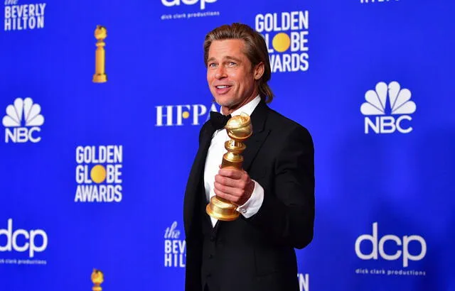 Brad Pitt con su Globo de Oro.
