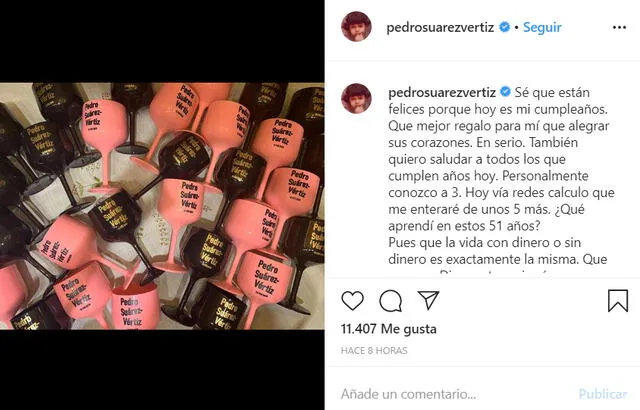 Pedro Suárez Vértiz contento por saludos de sus seguidores