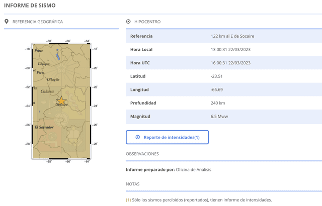 Sismo en Antofagasta Chile