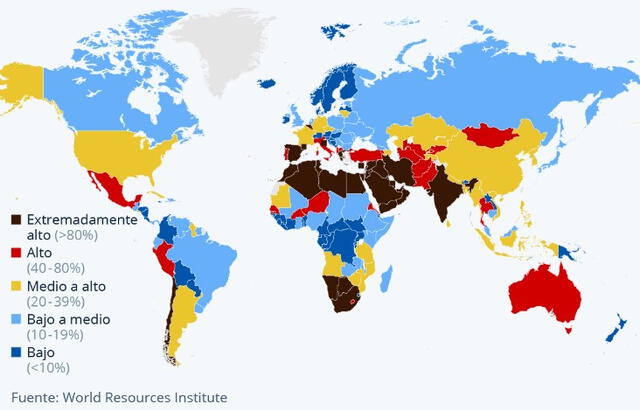 Alrededor de 51 países tendrán estrés hídrico de agua. Foto: Statista
