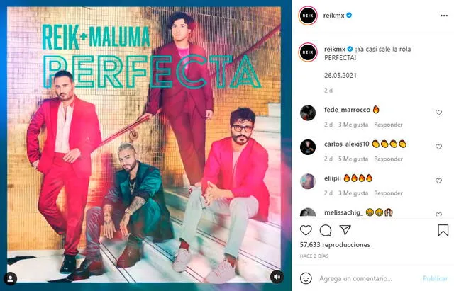 Maluma y Reik anunciaron su nueva colaboración musical, luego de tres años de haber lanzado el sencillo "Amigos con derechos". Foto: Maluma Instagram
