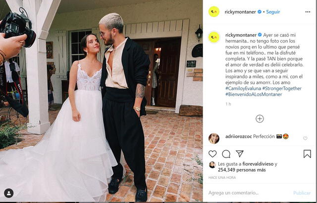 Ricky Montaner dedica emotivo mensaje a su hermana Evaluna por su boda. Foto: Instagram.