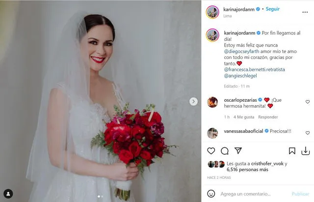 Karina Jordán muestra cómo luce con el vestido de novia
