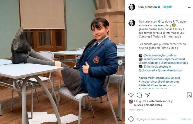 Francisca Aronson es Rita en la serie de misterio El internado: Las Cumbres