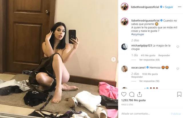 Lizbeth Rodríguez se fotografía sin ropas y responde a sus detractores