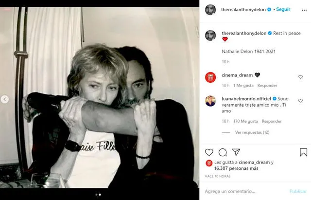 Nathalie Delon falleció a los 79 años y su hijo publicó una emotiva despedida en redes sociales. Foto: Anthony Delon Instagram