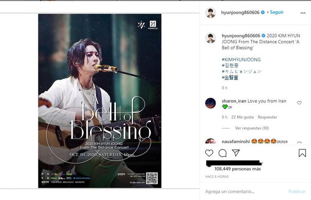 Concierto online de Kim Hyun Joong. Créditos: Instagram