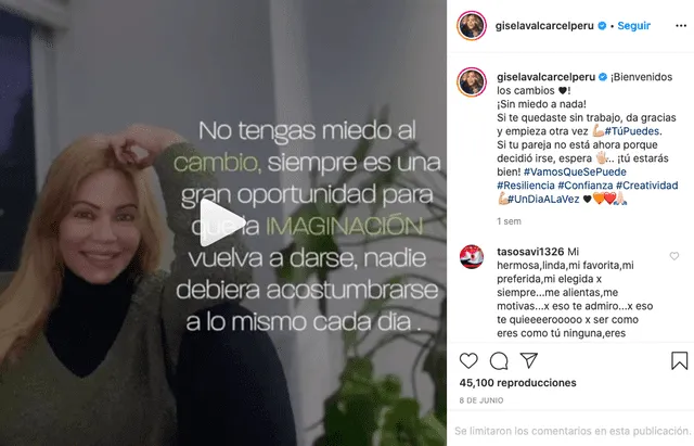 Gisela Valcárcel en Instagram