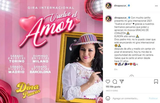 Dina Paucar aseguró estar emocionada por su regreso a los escenarios.