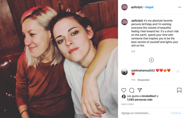 Mensaje a Kristen Stewart en Instagram