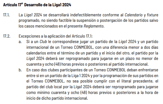  En su reglamento, la Liga 1 asevera que no reprogramará partidos salvo excepciones. Foto: captura    