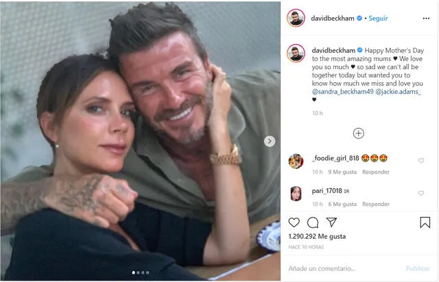 El mensaje que compartió David Beckham en su cuenta de Instagram.