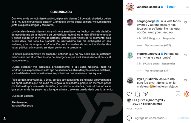Sergio George responde disculpas de Yahaira Plasencia. Foto: captura/Instagram