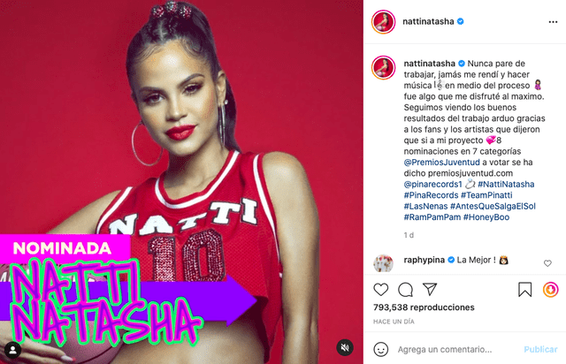 Natti Natasha celebra sus nominaciones a los Premios Juventud 2021: “Jamás me rendí”