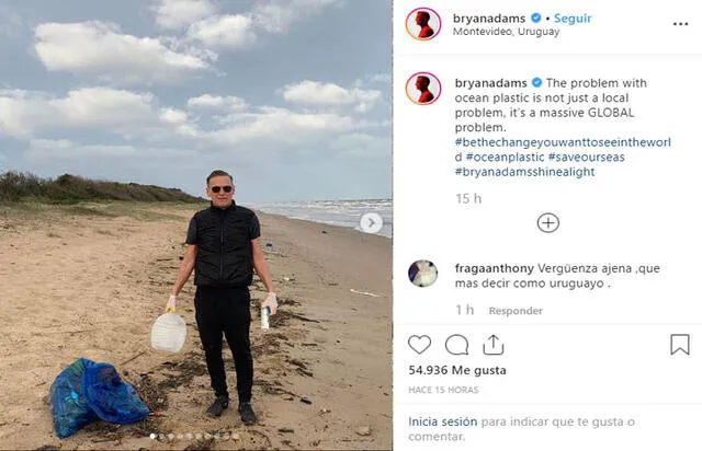 En Instagram, Bryan Adams se pronunció sobre el problema de la contaminación ambiental.