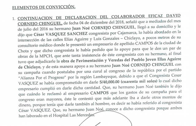 Testimonio de David Cornejo Chinguel. Foto: captura de informe fiscal   