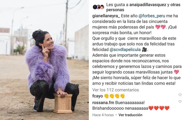  17.08.2023 | Publicación de Gianella Neyra tras ser incluida en la lista de Forbes Perú. Foto: captura Gianella Neyra Instagram<br><br>    