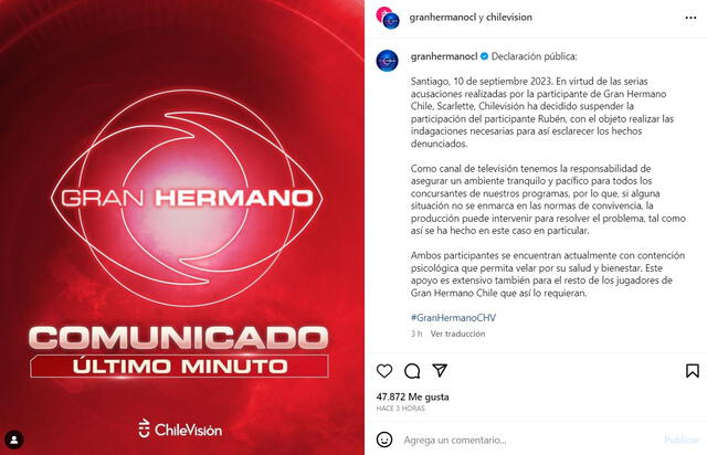 Luego de este comunicado, no se ha sabido más detalles de la edición de esta noche.Foto: Instagram   