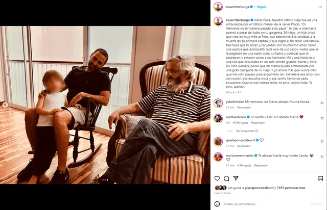 César Ritter se despide de su padre en redes sociales. Foto: captura de Instagram/César Ritter   