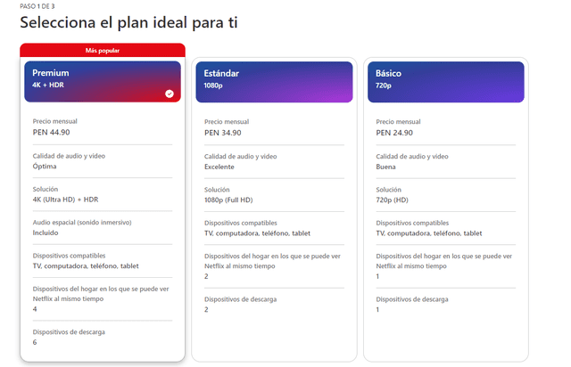  Planes de Netflix en Perú a febrero del 2024. Foto: captura Netflix   