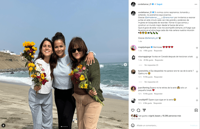  Mónica Sánchez al lado de sus dos hijas. Foto: Instagram/Mónica Sánchez   