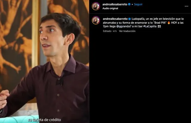  El ‘Flaco’ Granda en entrevista con Andrea Llosa. Foto: Captura Instagram   