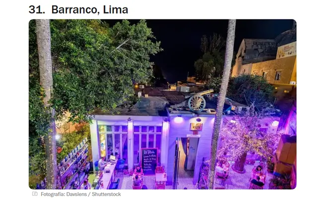 Barranco está en el puesto 31 de los barrios más cool. Barranco está en el puesto 31 de los barrios más cool.