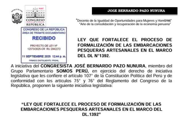 PL 12373 sobre el REINFO Pesquero. Foto: Congreso PL 12373 sobre el REINFO Pesquero. Foto: Congreso