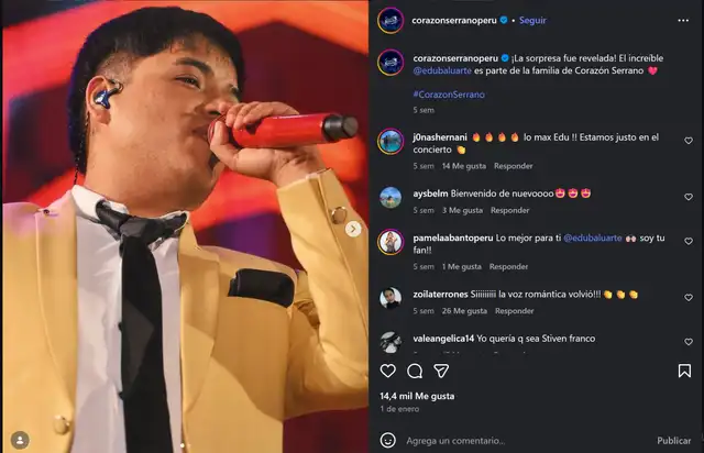 Corazón Serrano anuncia el ingreso de Edu Baluarte 