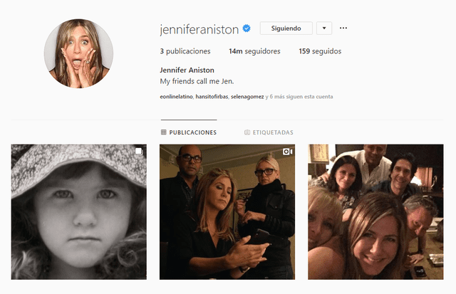 Así luce actualmente el Instagram de Jennifer Aniston