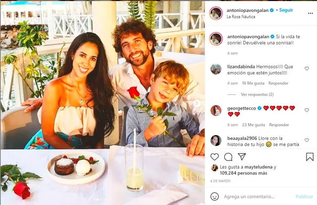 Antonio Pavón comparte un almuerzo con su novia Joi Sánchez y su hijo Antoñito. Foto: Antonio Pavón Instagram