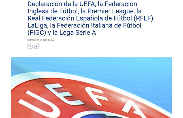 Comunicado de la UEFA.