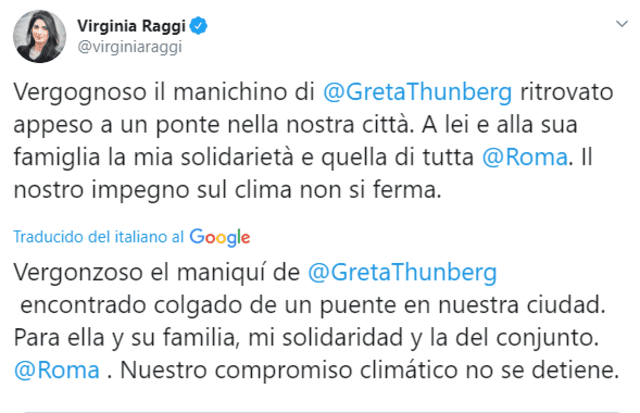 Alcalde de Roma apoya a Greta