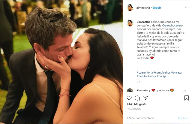 Ximena Diaz expresa su amor a Pancho Cavero. Foto: Instagram.