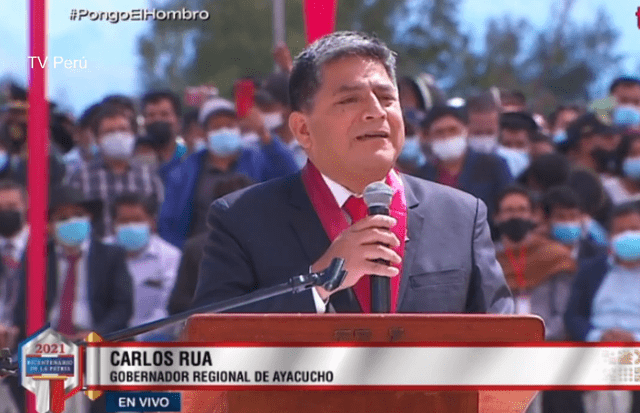 Presidente de la Asamblea de Gobiernos Regionales da discurso de bienvenida. Foto: captura/TV Perú