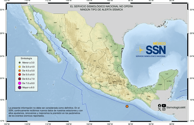 Sismo en México. Foto: SSN