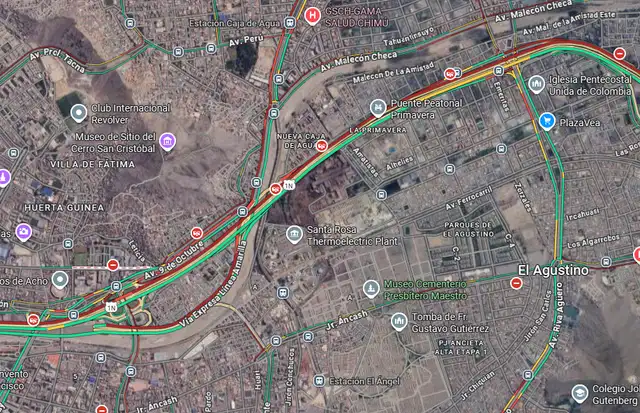 Vía Evitamiento registra congestión vehicular por el despiste de una motocicleta. Foto: GoogleMaps Vía Evitamiento registra congestión vehicular por el despiste de una motocicleta. Foto: GoogleMaps