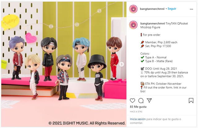 La cuenta de Instagram de merchandise de BTS publicó un pequeño adelanto del juego en cuestión. Foto: Captura