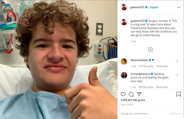 Foto captura: Instagram Gaten Matarazzo