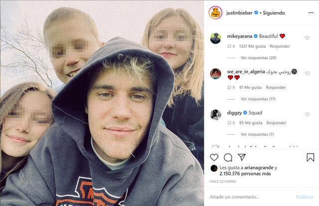 La tierna publicación de Justin Bieber en Instagram junto a sus hermanos menores.