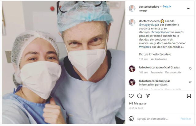 Publicación del doctor Escudero. Foto: captura de Instagram