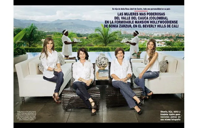 Foto de empresarias pudientes colombianas con empleadas domésticas fue tildada de racista. Foto: revista Hola.