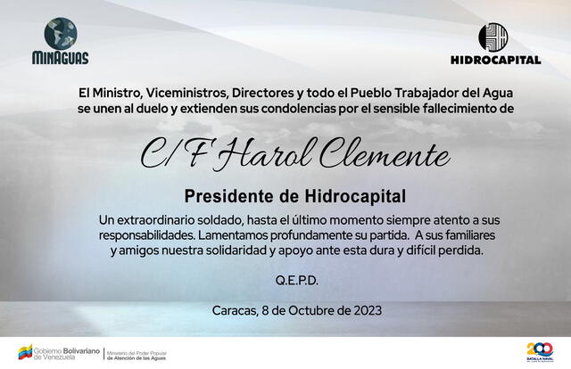 Clemente Camacho dirigió Hidrocapital por los últimos dos años. Foto: Rodolfo Marco Torres/X