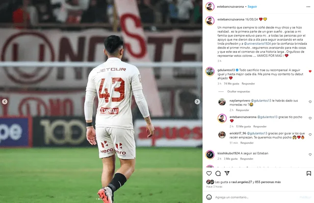  Publicación de Esteban Cruz en su cuenta de Instagram. Foto: captura de pantalla de Instagram   