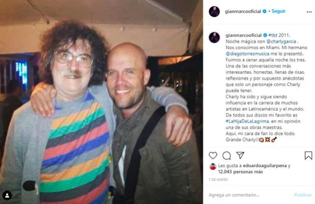 Gian Marco conoció a Charlie García en 2011. Foto: Gian Marco Instagram